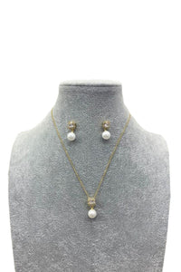 Pearl Drop Stud Earring & Necklace Set