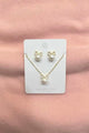 Pearl & Bow Stud Earring & Necklace Set
