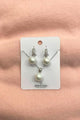 Pearl Drop Hoop Earring & Necklace Set - Silver