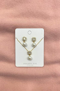 Pearl Drop Stud Earring & Necklace Set