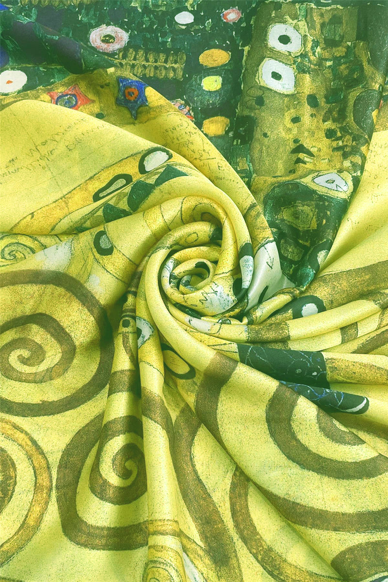 Klimt 'Tree of Life' Detail Print Silk Scarf Fashion Scarf World