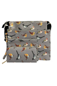 British Wildlife Bird Print Bag Collection - Grey