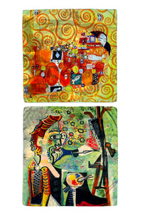Klimt Art Impressionist Reversible Silk Square Scarf