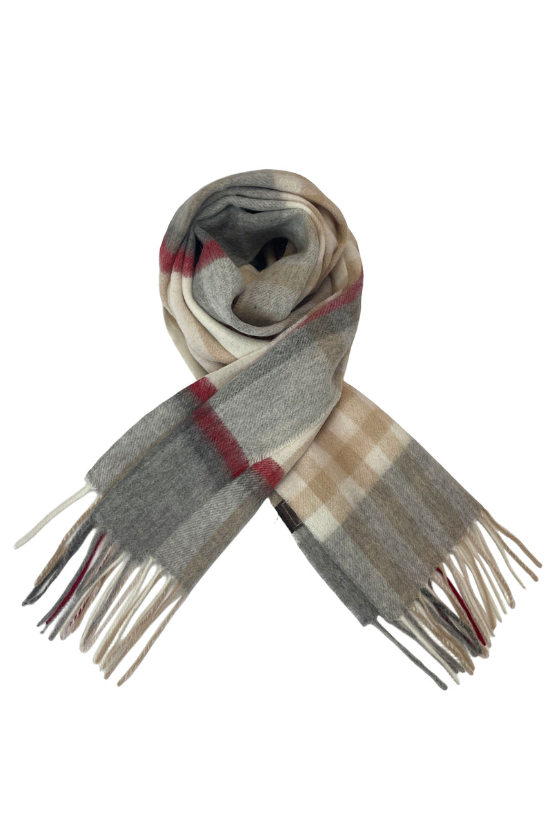 Red Stripe Check Wool Tassel Scarf Fashion Scarf World