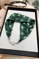 Retro Flower Print Pearl Magnetic Clasp Scarf