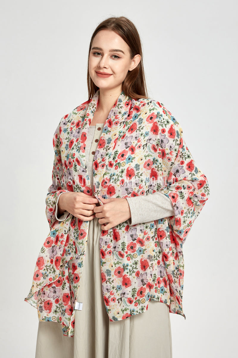 Floral Lightweight Scarf In Recycled Polyester | Scarves | UK - Foto 3