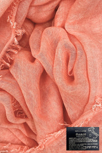 Plain Bamboo Hijab Scarf with Frayed Edge - Coral