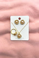 Rose Gold Pearl Earring Necklace & Ring Set
