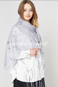 Silver Bee Print Scarf - Fashion Scarf World