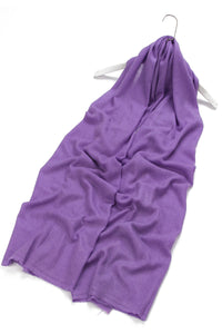 Plain Colour Pure Cashmere Scarf - Purple