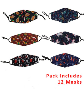Face Coverings Masks (Pack of 12) Christmas Inspired