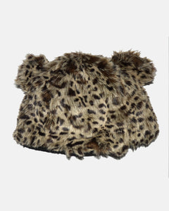 Leopard Print Faux Fur Hat - Fashion Scarf World