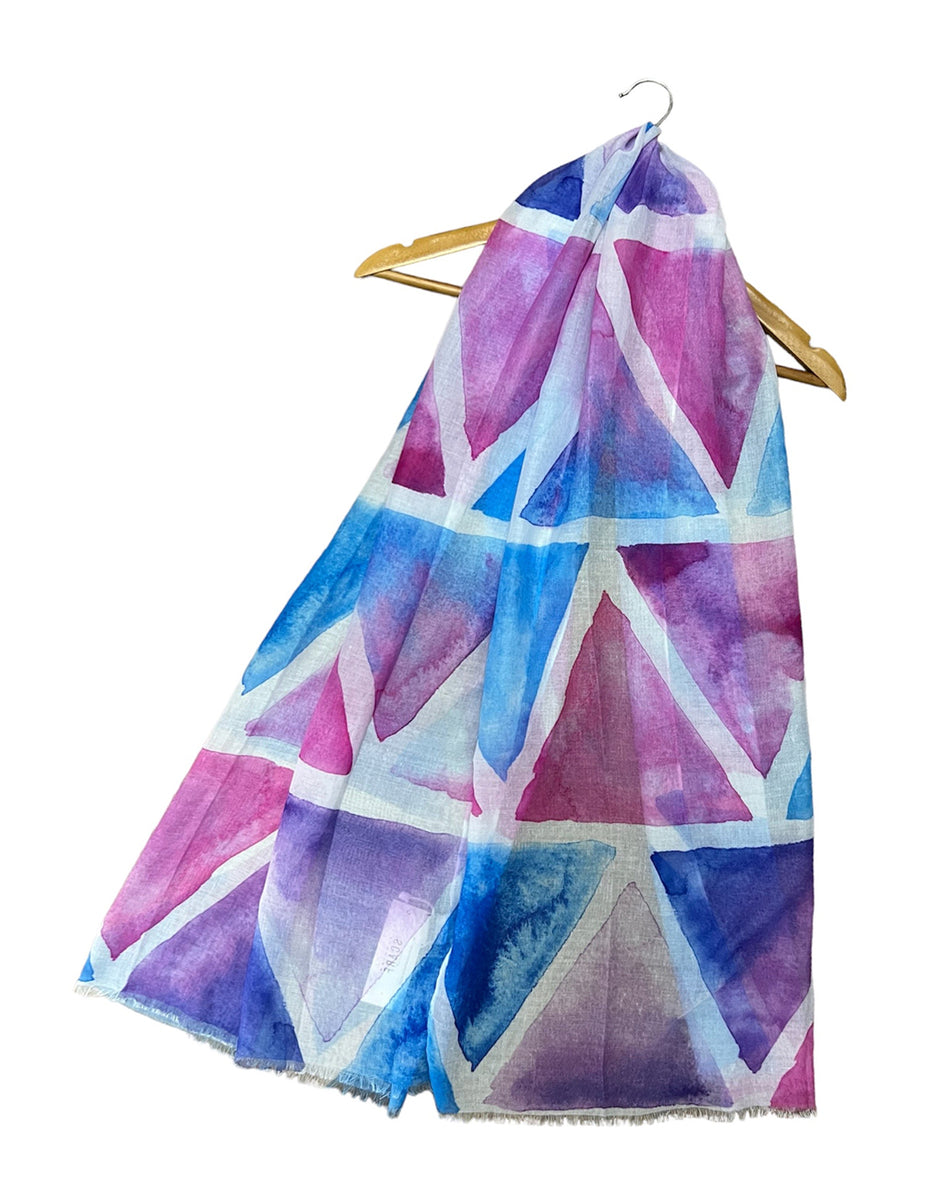 Repeat Triangle Geo Print Frayed Scarf Fashion Scarf World