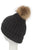 Faux Fur Plain Pom Pom Beanie Hat - Fashion Scarf World