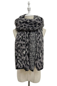 Cosy Leopard Print Wool Knitted  Scarf