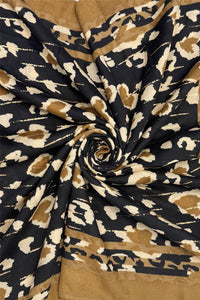 Leopard Print Heart Foiled Frayed Scarf