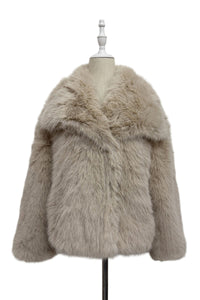 Oversized Lapel Faux Fur Sleeved Jacket