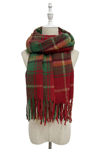 Tartan Check Wool Tassel Scarf