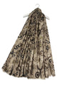 Decorative Gold Foil Floral Print Frayed Scarf