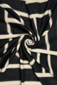 Large Geometric Block Print Wool Frayed Scarf