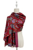 Paisley Floral & Butterfly Print Wool Frayed Scarf