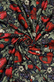 Safflower, Poppy & Berry Print Wool Frayed Scarf