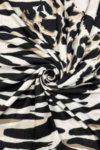 Animal Print Frayed Wool Scarf
