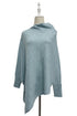 Plain Cuffed Diagonal Drape Wool Poncho