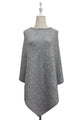 Plain Cosy Metallic Thread Poncho