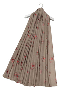 Red Poppy Foiled Print Scarf