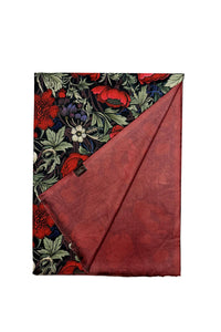 Safflower, Poppy & Berry Print Wool Frayed Scarf