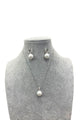 Pearl Drop Hoop Earring & Necklace Set - Silver