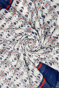 Nautical Fish Stripe Print Scarf