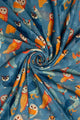 Mixed Owl & Leaf Print Frayed Scarf