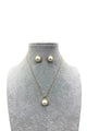 Elegant Pearl Stud Earring & Necklace Set - Gold