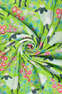 Cute Sheep & Spring Floral Print Frayed Scarf
