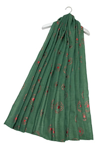 Red Poppy Foiled Print Scarf