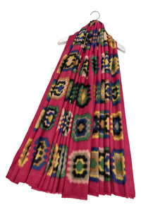 Retro Circle Wool Frayed Scarf