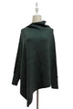 Plain Cuffed Diagonal Drape Wool Poncho
