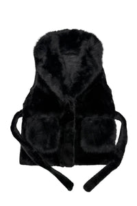 Faux Fur Long Gilet with Belt