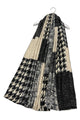 Houndstooth Check Wool Frayed Scarf