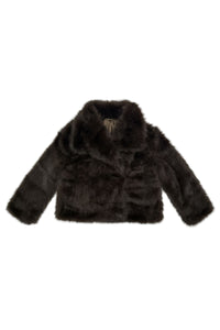 Oversized Lapel Faux Fur Sleeved Jacket
