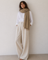 Plain Colour Wool Tassel Scarf - Light Coffee