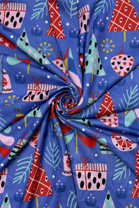 Scandi Style Christmas Tree Print Wool Frayed Scarf
