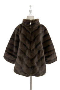 Chevron Faux Fur Sleeved Jacket