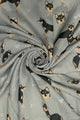 Husky Dog Print Frayed Scarf