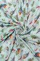 Robin & Berry Print Frayed Scarf