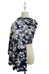 Star Print Distressed Frayed Scarf