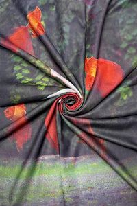 Ethereal Woman Print Wool Frayed Scarf