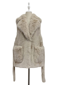 Faux Fur Long Gilet with Belt